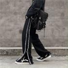 Zip Hem Frayed Jeans