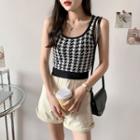 Houndstooth Knit Sleeveless Top