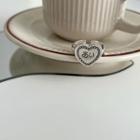 Japanese Characters Heart Alloy Open Ring White - One Size