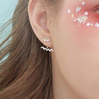925 Sterling Silver Rhinestone Zigzag Swing Earring 1 Pair - One Size