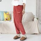 Letter-embroidered Terrycloth Jogger Pants