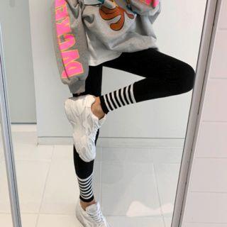 Striped-trim Cotton Leggings