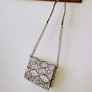 Chain-detail Flap Python Cross Bag