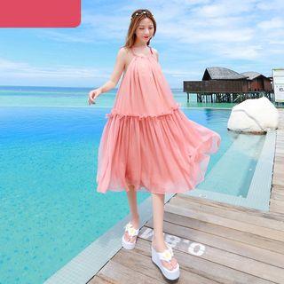 Plain Halter Midi Dress
