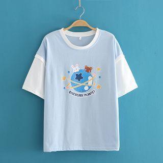 Planet Raglan-sleeve T-shirt