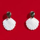 Shell Alloy Dangle Earring 1 Pair - Ear Studs - Silver & White - One Size