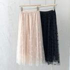 Floral Mesh High-waist Skirt