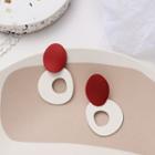 Alloy Dangle Earring 1 Pair - 925 Silver Earrings - Red & White - One Size
