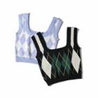 Argyle Print Knit Crop Tank Top