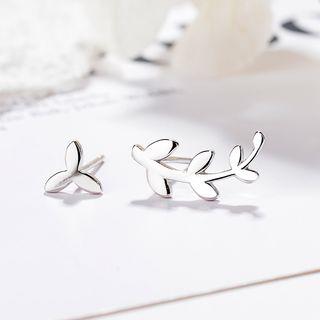 Non-matching 925 Sterling Silver Branches Earring Silver - One Size