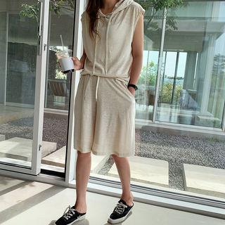 Hoodie & Shorts Linen Blend Set