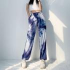 Tie-dye High-waist Gathered Cuff Cargo Pants