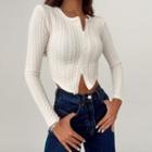 Long Sleeve Cable-knit Crop Zip-up Jacket