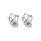 925 Sterling Silver Simple Elegant Exquisit Fashion Earrings And Ear Studs With Cubic Zircon Silver - One Size
