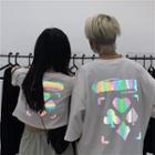 Reflective Print Short-sleeve T-shirt / Short-sleeve Cropped T-shirt