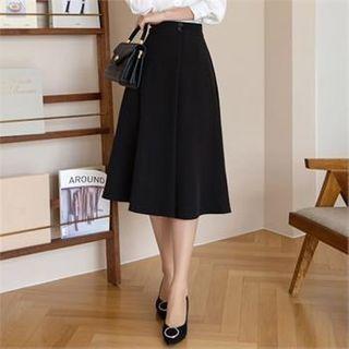 Buttoned-waist A-line Skirt