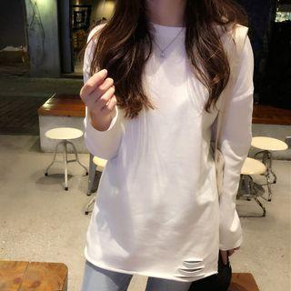 Embroidered / Cut-out Long-sleeve T-shirt