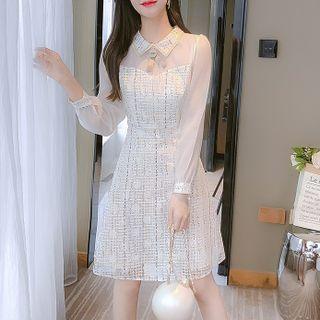Collar Panel Midi A-line Dress