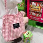 Letter-patch Gingham Shopper Bag