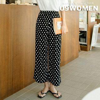 Plus Size Slit-side Dotted Wide-leg Pants