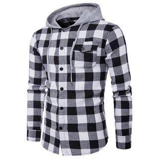 Plaid Button Up Hoodie