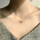 925 Sterling Silver Interlocking Hoop Pendant Necklace As Shown In Figure - One Size