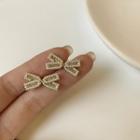 Bow Stud Earring 1 Pair - S925 Silver Needle - Earring - Bow - Gold - One Size
