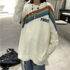 Rainbow Print Sweater Rainbow Print - White - One Size