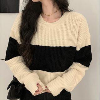 Paneled Ribbed Sweater