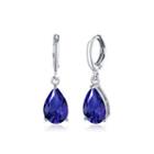 Simple And Elegant Water Drop-shaped Blue Austrian Element Crystal Earrings Silver - One Size