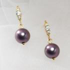 Rhinestone Faux Pearl Dangle Earring 1 Pair - Black - One Size