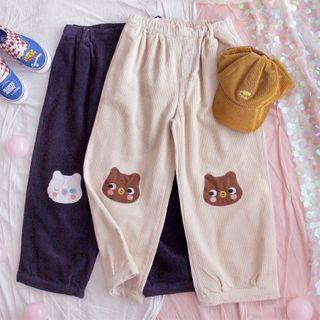 Animal Applique Wide-leg Pants