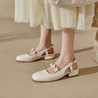 Floral Strap Slingback Mary Jane Shoes