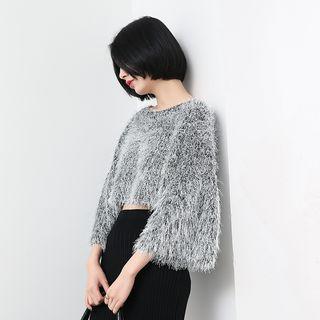 Furry Knit Cropped Thick Sweater