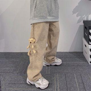 Bear Plush Corduroy Wide Leg Pants