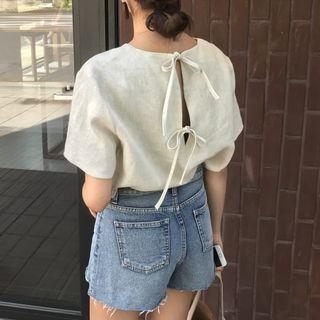 Bow Accent Back Short Sleeve T-shirt