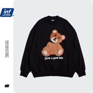 Cartoon-embroidered Loose Sweatshirt