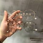 Faux Pearl Round Metal Frame Eyeglasses