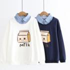 Mock Two-piece Print Collared Sweatshirt