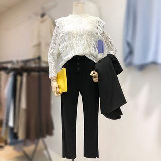 Lace Blouse / Dress Pants / Long Blazer