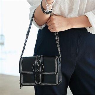 Buckled-trim Chain Strap Shoulder Bag