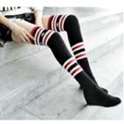 Hidden Wedge Striped Over-the-knee Boots