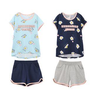 Couple Matching Loungewear Set: Egg Print Short-sleeve T-shirt + Shorts