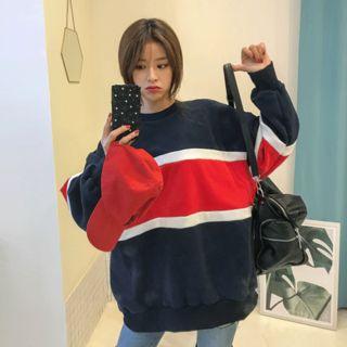 Color-block Oversized Cotton Sweatshirt