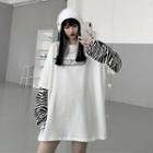 Zebra Print Panel Mock Two-piece T-shirt