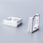 925 Sterling Silver Rhinestone Square Earring 1 Pair - S925 Silver - Silver - One Size