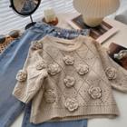 Floral Knit Top Khaki - One Size