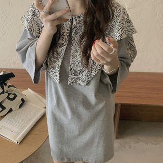 Print Panel Mini T-shirt Dress Gray - One Size