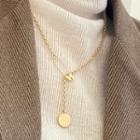 Disc Pendant Alloy Necklace 1pc - Gold - One Size