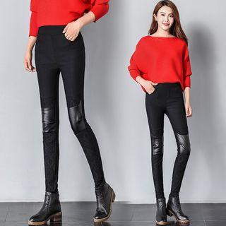 Lace Faux Leather Panel Skinny Pants